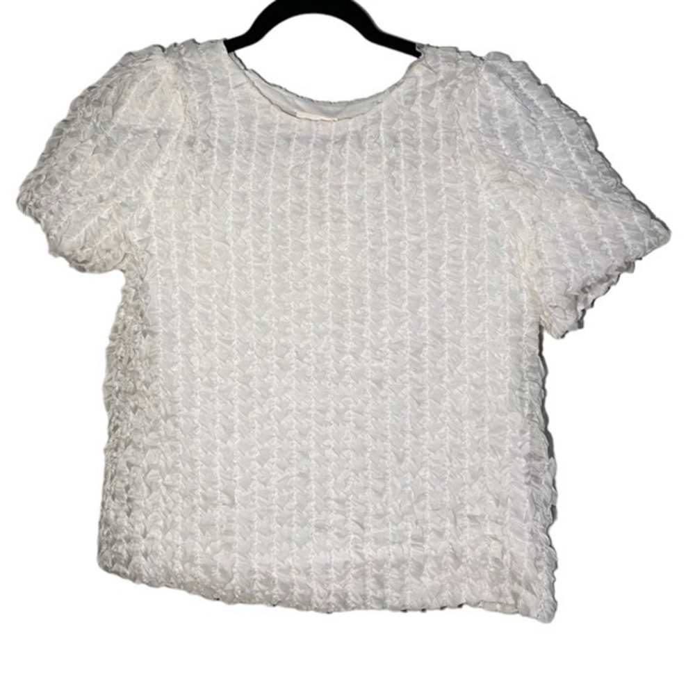 Entro Women's Small Statement‎ Maker White Top Bubble Textured Short Retro Y2K